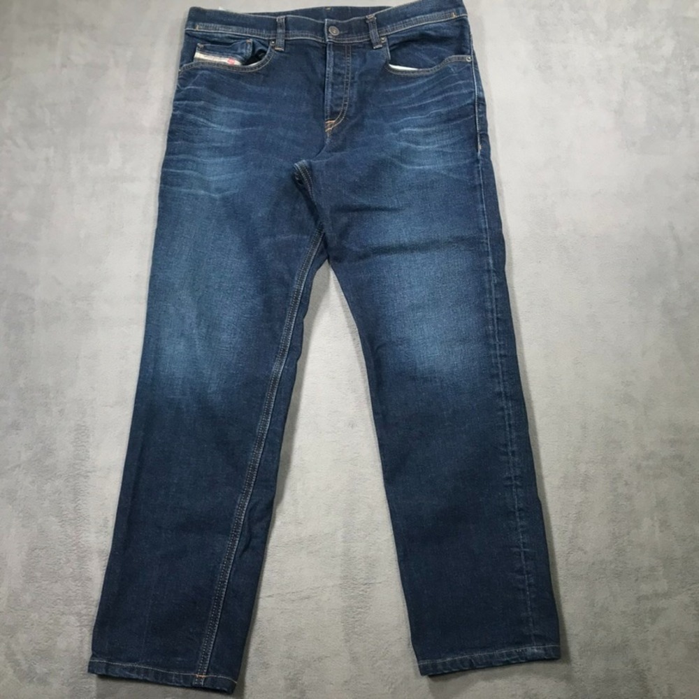 Diesel Jeans Men's 33 x28 Button Fly 5 Pocket Tapered Ragular Fit Blue Denim